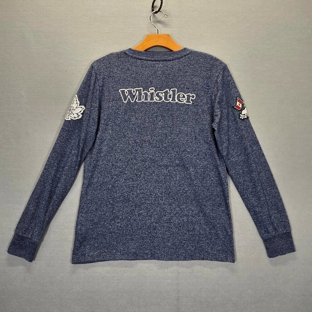 Roots Cooper Beaver Heathered Blue Shirt Logos Canada Vancouver EUC Size S/P - Picture 2 of 11
